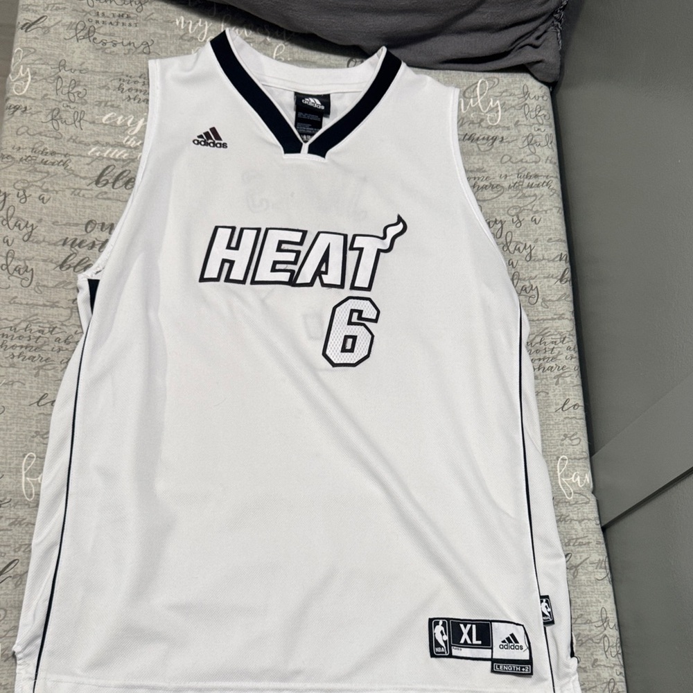 Adidas White and Black Heat Jersey LeBron James